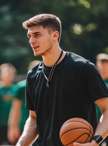 Hombres jugando basketball