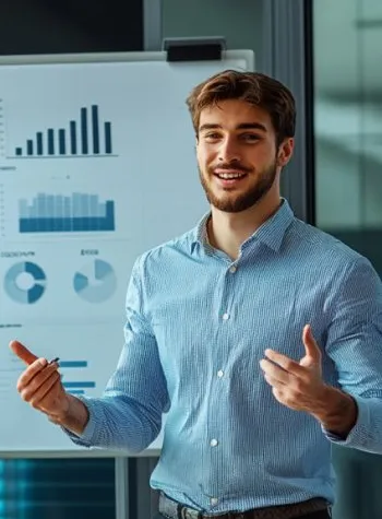 Hombre de negocio explicando un proyecto