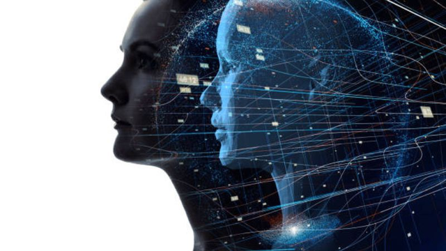 Image of two people, one real and one digital, symbolising digital twins in healthcare.