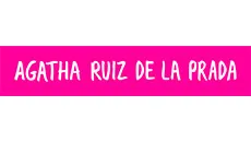 Logo de Agatha Ruiz de la Prada con fondo rosa