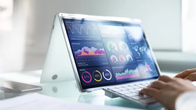 business analyst usando un software de análisis de datos