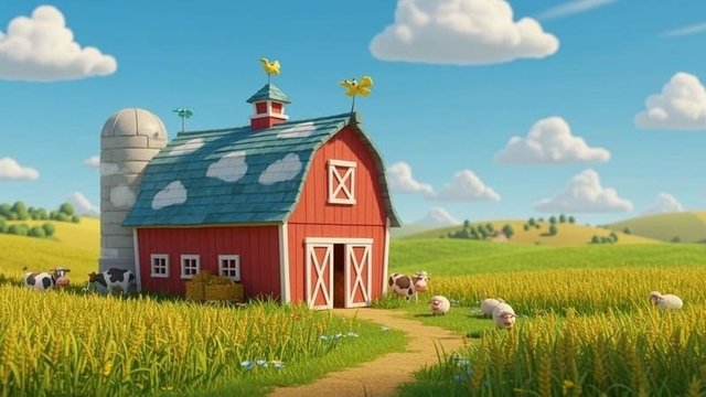 imagen de un corto de animación de una granja