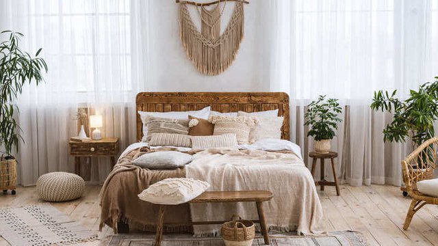 decoración boho chic de un dormitorio