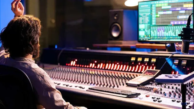 diseñador de sonido en su estudio