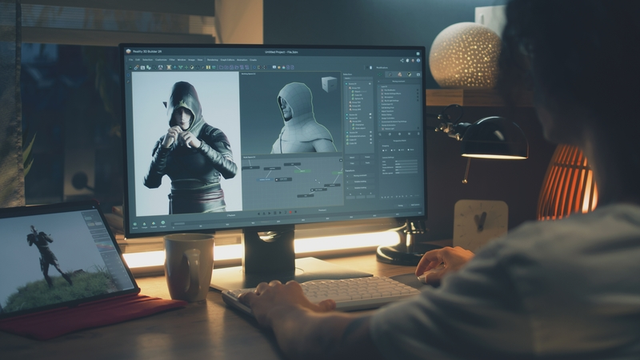 dise&ntilde;ador 3D haciendo animaci&oacute;n para personajes de videojuegos