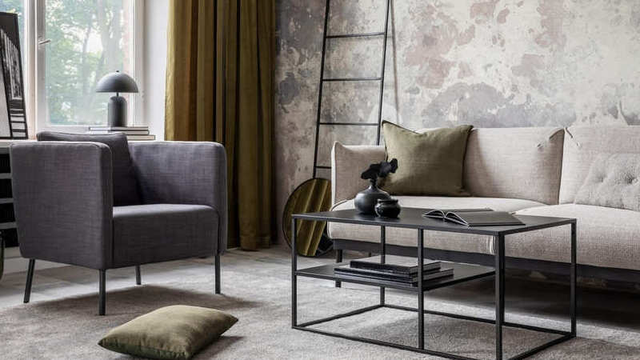 imagen de un salón con decoración industrial