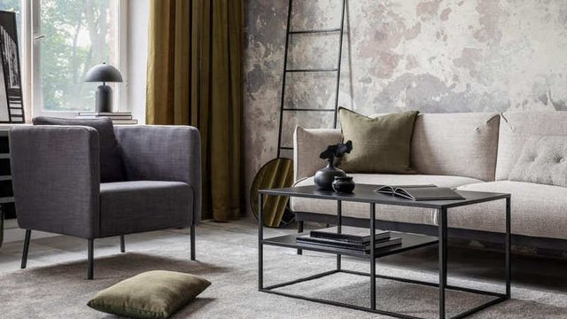 imagen de un salón con decoración industrial