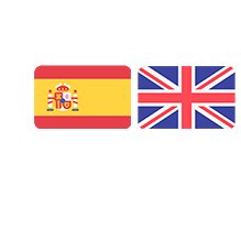 Bandera de España junto a la bandera de Reino Unido