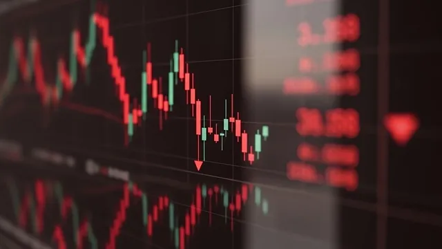primer plano de un gráfico que muestra fluctuaciones en color rojo y verde