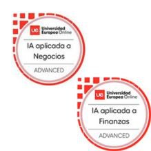 Insignias cursos IA aplicada a finanzas y negocios