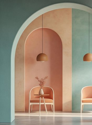 dise&ntilde;o de interior de una habitaci&oacute;n en tonos pastel
