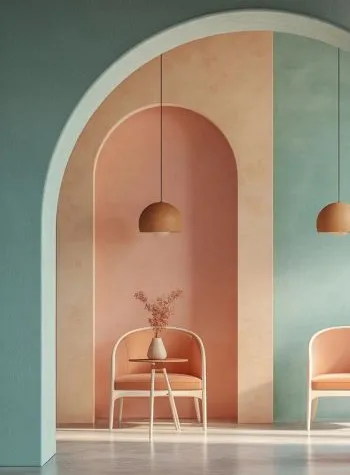 diseño de interior de una habitación en tonos pastel