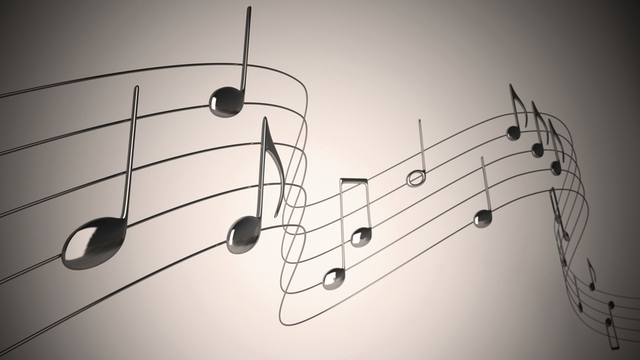 notas musicales sobre un fondo degradado en gris