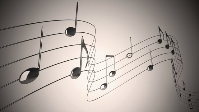 notas musicales sobre un fondo degradado en gris