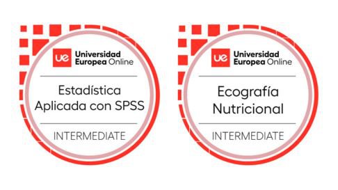 Insignias del Máster en Nutrición Clínica de la Universidad Europea.