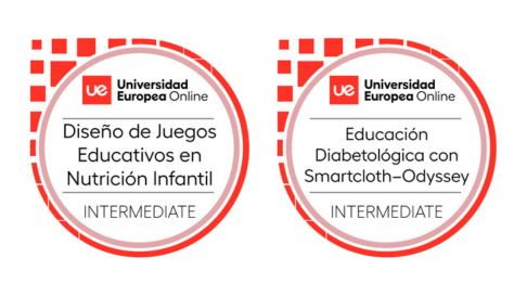 Insignias del M&aacute;ster de Nutrici&oacute;n infantil online de la Universidad Europea.