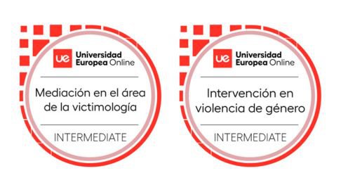 Insignias del Máster en Psicología Jurídica y Forense de la Universidad Europea.