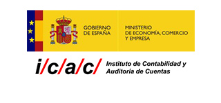 Logo del Ministerio de Econom&iacute;a y empresa junto al logo ICAC Instituto de Contabilidad y Auditoria de cuentas
