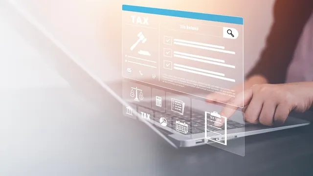 pantalla de una página web con símbolos relacionados con impuestos de las empresas