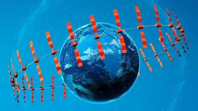 imagen de la tierra y satélites, una órbita geoestacionaria