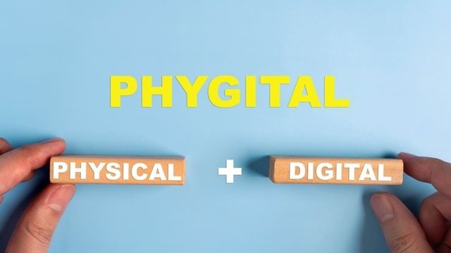 imagen digital con las palabras escritas de experiencia phygital