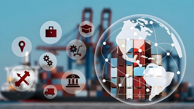 impuestos y logística sobre un fondo de red global