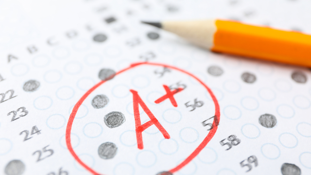 examen tipo test con una nota A+