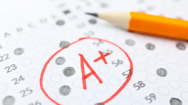 examen tipo test con una nota A+
