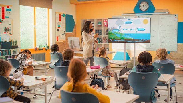 estudiantes de Primaria aprenden en inglés sobre el ciclo del agua