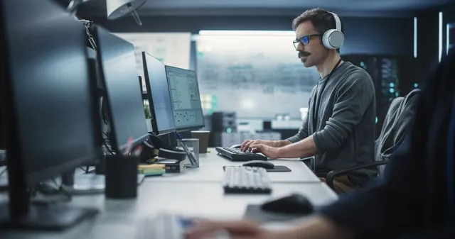 Profesional realizando un tester QA de un software en un ordenador