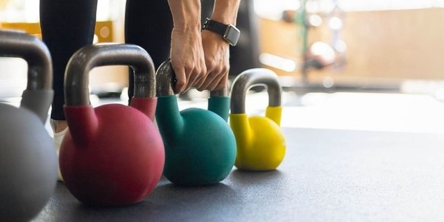 imagen de pesas de entrenamiento de diferentes tamaños